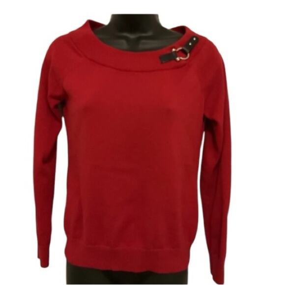 Lauren Ralph Lauren Classic Women’s Red Crew Neck Sweater Size Medium - Picture 1 of 6